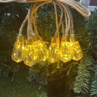 Guirlande lumineuse LED solaire d'extérieur IP65 avec ampoules en corde de chanvre et fil de cuivre, style vintage, pour jardin et fêtes