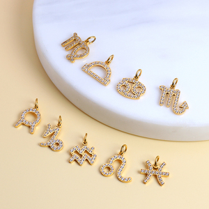 Colgante de diamante de acero inoxidable para fabricación de joyas, signo pequeño del zodiaco, <span class=keywords><strong>2022</strong></span> - Product Image 4