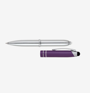Stylo Bille et Stylet 2-en-1 en Métal avec Lumière LED, Format de Poche, pour Écrans Tactiles – Vente en Gros pour Événements Corporatifs et Cadeaux - Product Image 1