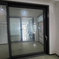 Porte coulissante en verre à cadre en aluminium à rupture de pont thermique, design résistant au vent et aux intempéries pour application extérieure de maison moderne