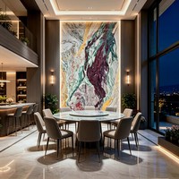 Panneau mural en marbre translucide naturel personnalisé, brillant, rétroéclairé, luxueux, moderne, dalle décorative, garantie 5 ans, faible absorption d'eau