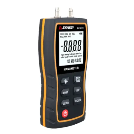 Manometro differenziale digitale SNDWAY manometro manuale per misuratore di pressione dell'aria di monitoraggio manom