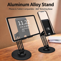 Support de téléphone de bureau Great Roc en aluminium réglable à 360° °   En rotation et en hauteur réglable, conception pliable en trois sections