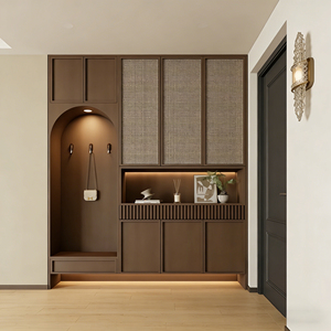 ארון אחסון כניסה מודרני רב תכליתי עם דלת פאנל מעץ, איכות מובטחת, עם מידות וצבעים בהתאמה אישית - Product Image 2