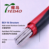 Fil électrique multibrin en aluminium isolé PVC Yedao BLV-16 16mm² rouge-noir, tension nominale 750V, -5~+70°C pour applications électriques de bâtiment