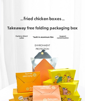 Cajas de comida coreanas para llevar, para pollo frito - Contenedores plegables, resistentes al aceite y aislantes para nuggets y muslos de pollo