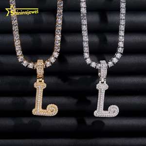Nouvelle lettre initiale <span class=keywords><strong>L</strong></span> Moissanite <span class=keywords><strong>pendentif</strong></span> en argent Sterling 925 Hip Hop bijoux personnalisé hommes glacé nom Moissanite <span class=keywords><strong>pendentif</strong></span> - Product Image 6