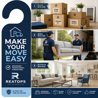 Cartes de visite personnalisées pour services de déménagement, publicité porte-à-porte pour le quartier, prospectus imprimés pour la génération de prospects locale