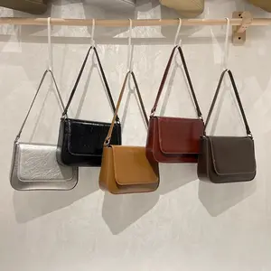 한국판 솔리드 컬러 소프트 PU 가죽 레트로 버킷 숄더 토트백 장바구니 통근 가방