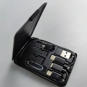 15W Qi kablosuz şarj cihazı ile taşınabilir saklama kutusu şarj kablosu, şarj cihazı mobil telefon tutucu ile yeni 3 1 veri kablosu