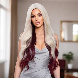 Perruque en fibre haute température transparente réglable rouge doré sans lacet pour femmes, usage quotidien, costumes de fête, <span class=keywords><strong>cheveux</strong></span> longs bouclés - Product Image 1