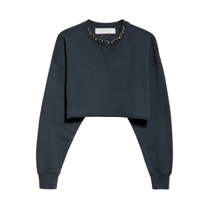 Sudadera de algodón con estampado personalizado para mujer otoño moda informal cuello redondo hombros caídos Color sólido lavado ácido Tie Dye - Product Image 1