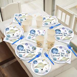 Premier <span class=keywords><strong>voyage</strong></span> autour du <span class=keywords><strong>soleil</strong></span> fournitures de fête d'anniversaire fête à thème de l'espace extra-atmosphérique ensemble de vaisselle jetable décoration de fête à thème <span class=keywords><strong>soleil</strong></span> - Product Image 1