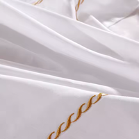 Parure de lit de luxe en coton tissé, style uni, pour hôtel et maison, comprenant housse de couette, taies d'oreiller et drap plat