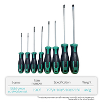 Lot de huit tournevis Phillips professionnels avec finition chromée, manche en plastique et embout magnétique – Qualité industrielle, OEM disponible