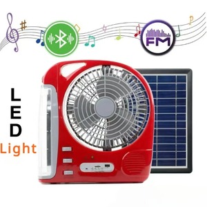 Ventilador Portátil Multifuncional 6 en 1 con Luz LED, Recargable Solar, 2 Velocidades, Brillo Ajustable, Compatible con Tarjeta TF/USB/Radio FM/BT - Product Image 4