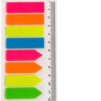 Juego de Etiquetas Adhesivas STASUN PET Index, 8 Colores, Marcadores de Página Rectangulares y con Flecha, con Regla de 12 cm para Marcar en la Oficina o la Escuela