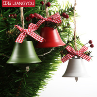 Nouveau noël ferronnerie grandes cloches décoration de la maison accessoires suspendus corde de laine houx baie cloche de noël pièce suspendue