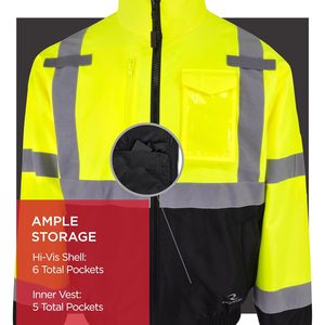 Custom Unisex 3-In-1 Bomber <b>Jacket</b> With Heated Vest Inner Battery Powered High Visibility Workwear - Product Image 6