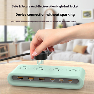 Regleta de alimentación horizontal de escritorio con <span class=keywords><strong>USB</strong></span> <span class=keywords><strong>C</strong></span>, estación de carga GaN 10 en 1, 4 tomas de CA, 6 puertos <span class=keywords><strong>USB</strong></span>, <span class=keywords><strong>cargador</strong></span> rápido de 35W, enchufe plano - Product Image 6