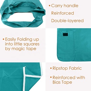Reusable Foldable <strong>Nylon</strong> <strong>Tote</strong> Shopping Bag Washable Durable Grocery Bag with Magic Tape - Product Image 4