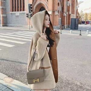 Women's Reversible Fleece <b>Lined</b> Winter <b>Coat</b> Khaki Solid Color Cotton Filling Thick Warm Outerwear For Petite Women - Product Image 3