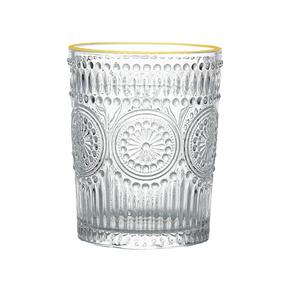 Verre à whisky rétro à motif gaufré, verre à whisky transparent avec bord doré, verre à whisky, eau, jus, lait pour boire - Product Image 2