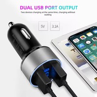 Adaptor pengisi daya mobil, soket pemantik api Universal 12 v-24 V cepat Ganda USB dengan tampilan LED
