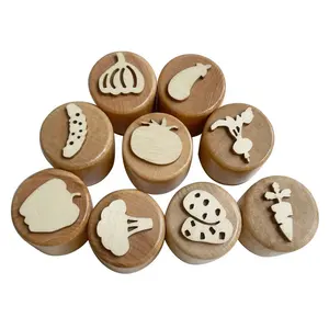 9pcs Rau vườn chơi bột tem bằng gỗ bột stampers cảm giác đồ chơi mùa xuân hoạt động cho trẻ em homeschool Bài Học Montessori