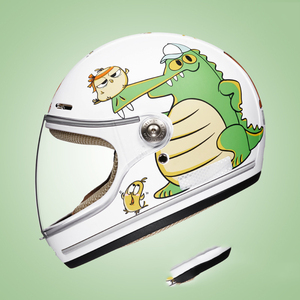 Casque de moto intégral pour enfants, motif de dessin animé mignon, casque de moto coupe-vent avec visière transparente - Product Image 2