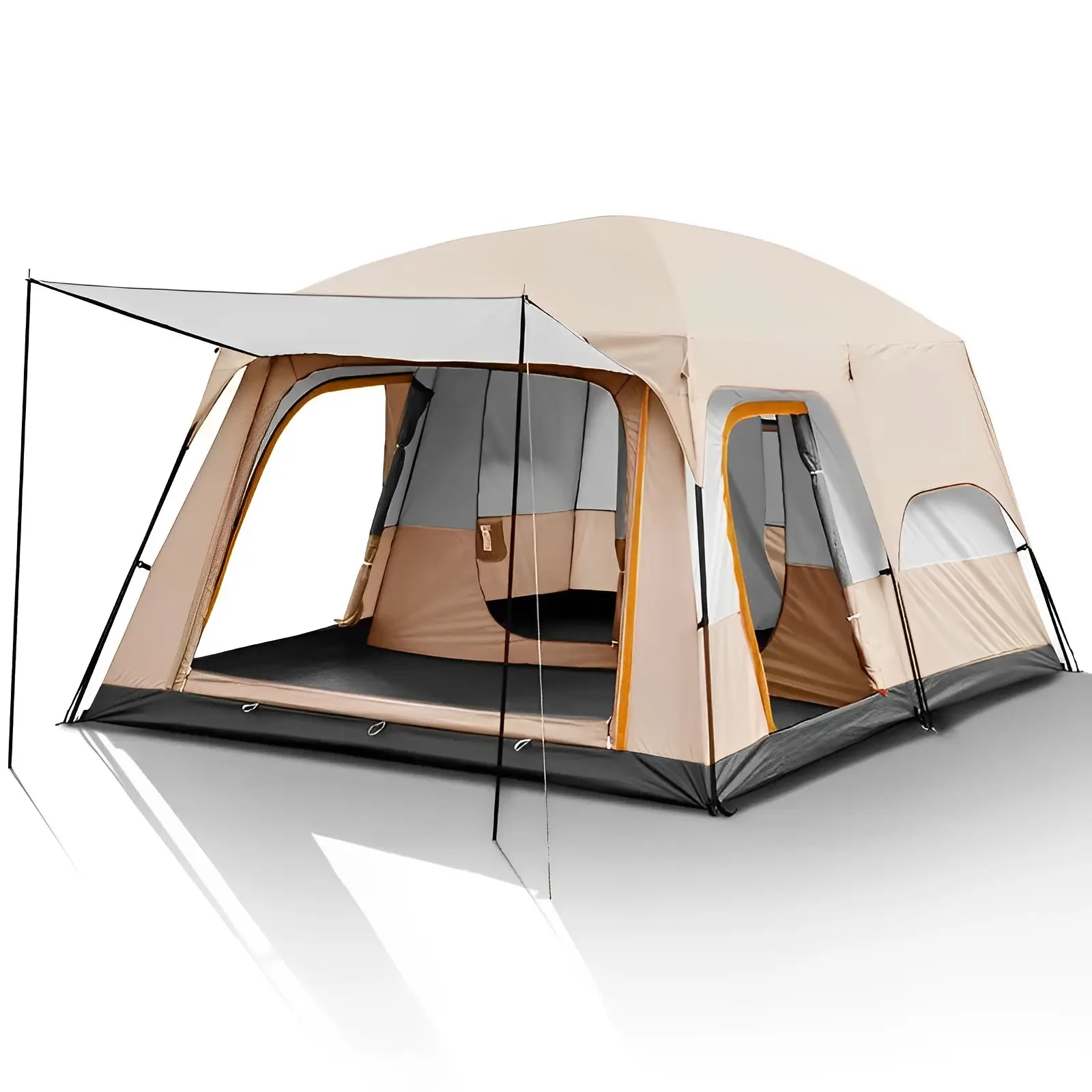 Grote Draagbare Twee Kamer En Een Hal Camping Outdoor Waterdichte Familie Camping Tenten
