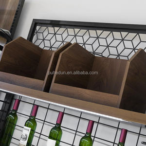 Supermarkt Bestseller Lichte Houten Metalen Wijnkast Display Rack Hot Selling Wijnfles Stand - Product Image 4
