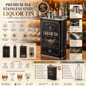 Bouteille de vin vide en acier inoxydable de 500 ml, récipient de stockage hermétique en métal pour whisky, vodka, rhum - Product Image 4
