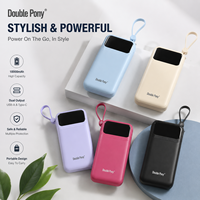 Power Bank Grosir 10000mAh Paket Baterai Lepas Pasang Pengisian Cepat USB Ganda Kabel Terintegrasi Charger Portabel Ringkas