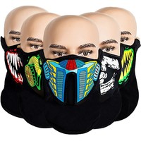 Masque LED activé par le son, demi-masque lumineux, masque de rave, crâne monstre pour fête d'Halloween