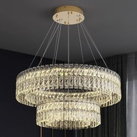 Lustre moderne de luxe en cristal, anneaux ronds, luminaires LED, décoration de maison