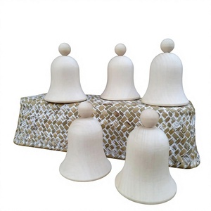 Handcrafted <b>Wooden</b> Bell Ornament <b>Rustic</b> Design 2Pcs for Home Decoration Christmas Table Use Environment Friendly - Product Image 3
