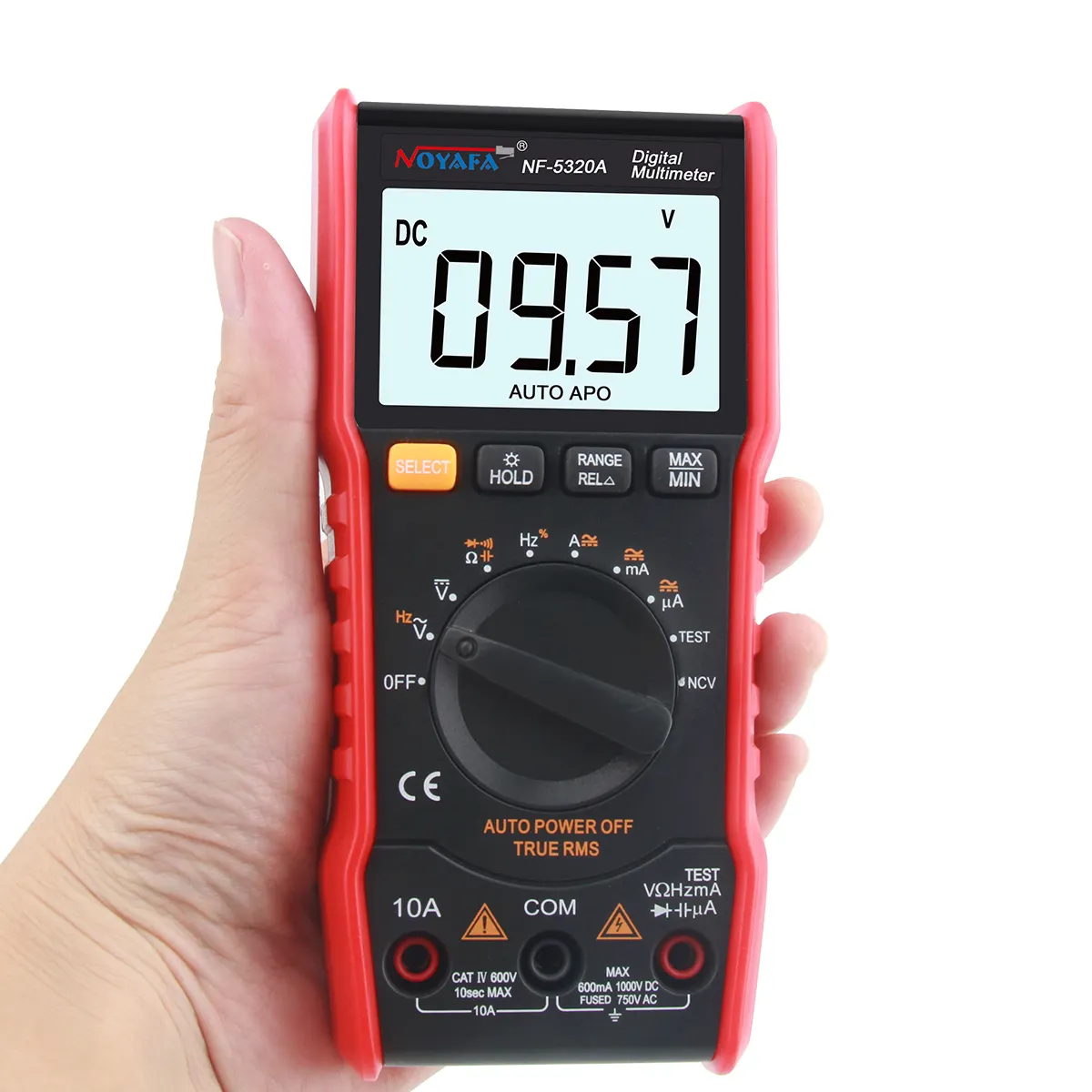 Noyafa NF-5320A multifunction digital multimeter measuring Ohm voltage dc ac diode continuous test.