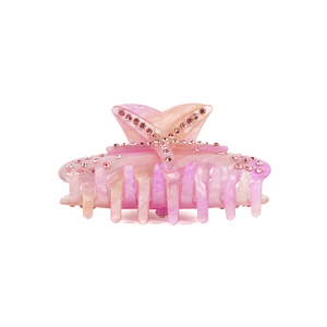 CANYUAN personalizado 8,5 cm pinzas para el cabello rosa azul media luna garra acrílico pinzas para el cabello brillantes diamantes de imitación lindo acetato accesorios para el cabello - Product Image 4