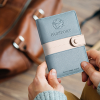 Portefeuille de haute qualité pour passeport en cuir PU avec blocage RFID, porte-cartes de passeport