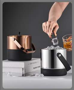 ถังแช่น้ำแข็งเบียร์พร้อมที่จับทำจากโลหะสแตนเลสสีทองหรูหราหรูหรามีโลโก้ออกแบบได้ตามต้องการ - Product Image 4