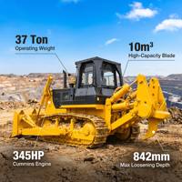 Bulldozer à lame de 37 tonnes pour la construction routière, tracteur à chenilles robuste de 345 CV pour travaux de terrassement et de démolition de carrières