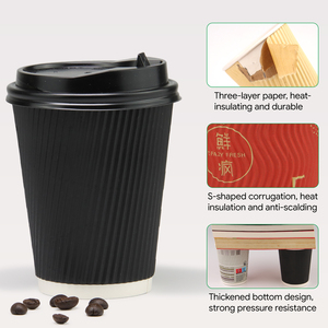 4oz 6oz 8oz 12oz 16oz 20oz gợn tường cup biểu tượng tùy chỉnh dùng một lần ba lớp Threaded ly cà phê - Product Image 3