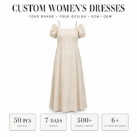 Robe midi trapèze en coton uni personnalisée avec bretelles spaghetti, col carré, corsage froncé et taille froncée pour femme, vente en gros OEM ODM