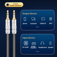 GT HiFi 3.5 TRS Câble AUX mâle vers mâle Câble audio stéréo droit Fil de voiture 3.5mm double canaux