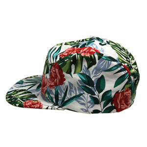 Chapeaux de baseball unisexes à bord plat en polyester imprimé de <span class=keywords><strong>fleurs</strong></span> vintage à 5 panneaux Casquette de camp personnalisée avec vos personnages brodés <span class=keywords><strong>d</strong></span>'étiquette - Product Image 5