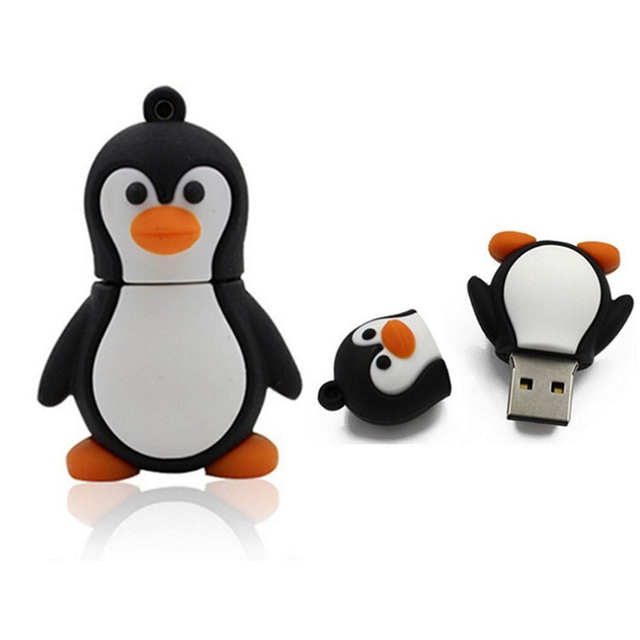 Cartoon Penguin PVC USB Flash Drive Keychain Pendant USB 3.0 & 2.0 Interface CE Certified 1-Year Warranty Promotional Gift