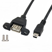 50cm 5 pines Mini USB macho a tipo USB 2,0 hembra Cable de extensión de montaje en panel con tornillos
