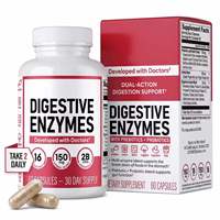 Suplementos Herbales OEM, Cápsulas de Enzimas Digestivas, Mezcla Compleja de Prebióticos y Probióticos, Cuidado Digestivo Intestinal, 60 Cápsulas Personalizadas