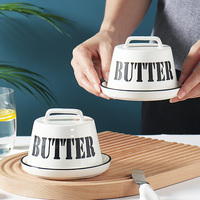 Beurrier rond en céramique avec couvercle pour ustensiles de cuisine personnalisés